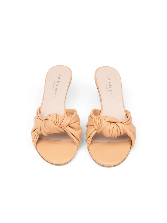 PATRICIA GREEN - SAVANNAH KNOTTED BOW CORK WEDGE - SIZE 7 - NUDE