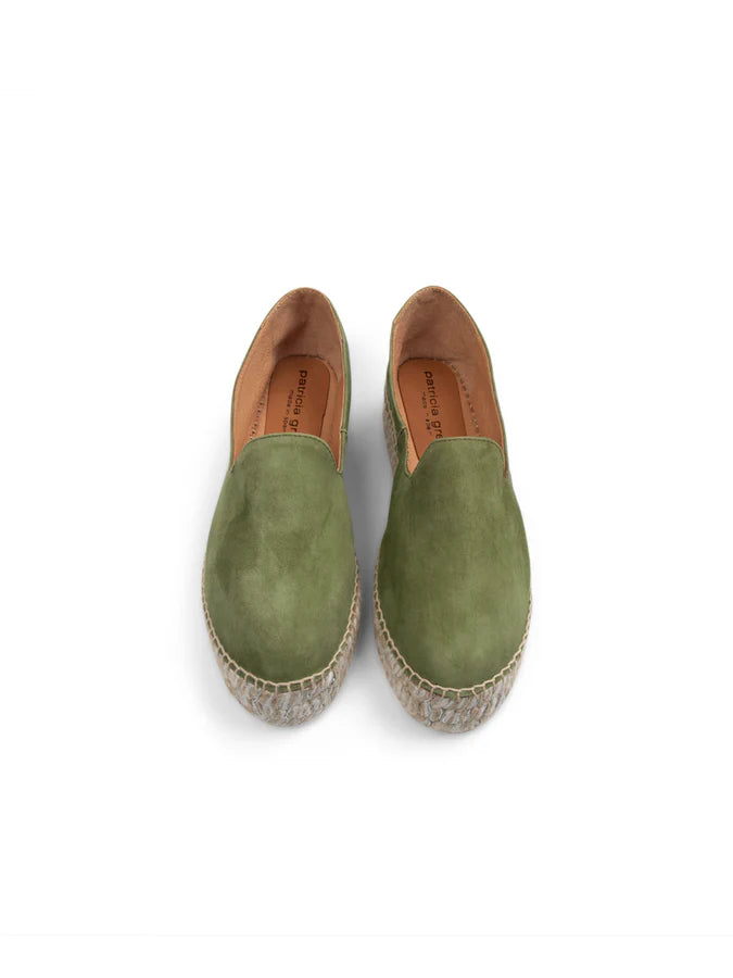 PATRICIA GREEN - AVERY ESPADRILLE LOAFER - SIZE 7 - OLIVE SUEDE