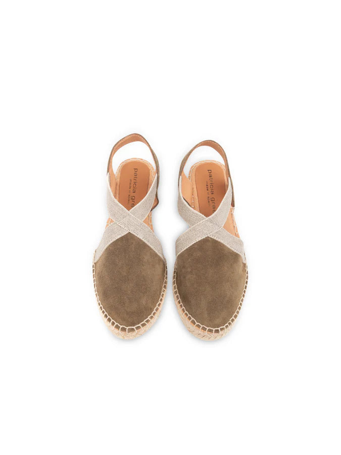 PATRICIA GREEN - GRACE CLOSED TOE ELASTIC ESPADRILLE - SIZE 8 - OLIVE