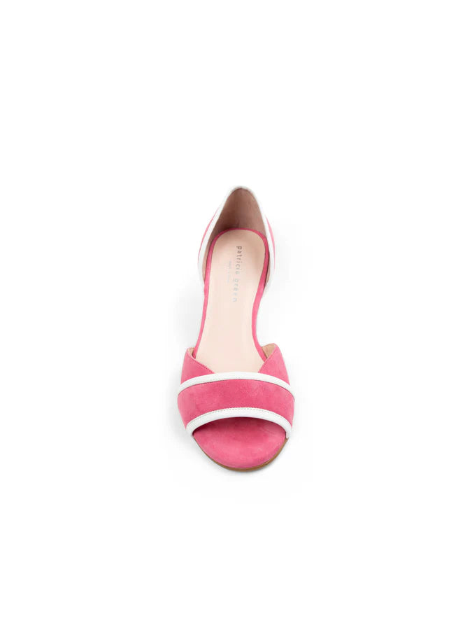 PATRICIA GREEN - PARKER D’ORSAY KITTEN HEEL SANDAL - SIZE 10 - PINK/WHITE