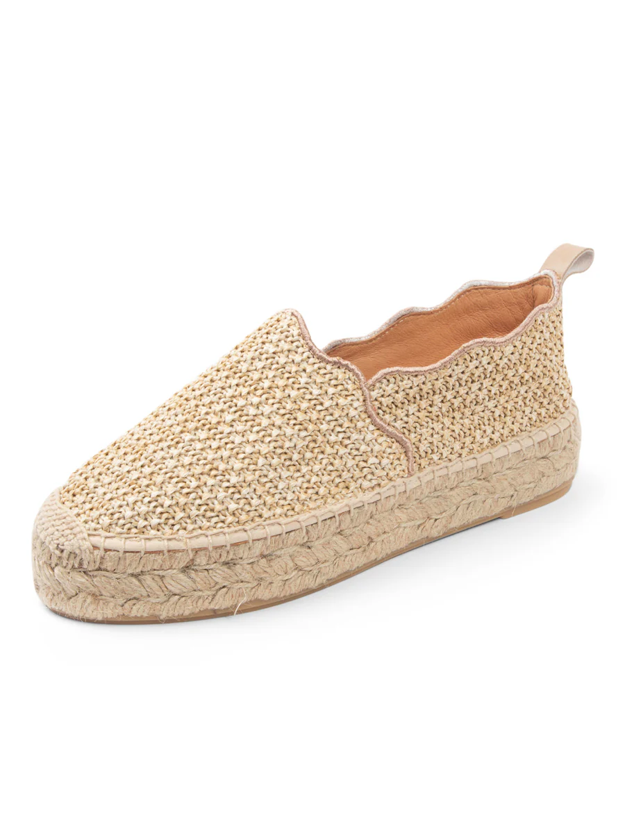 Patricia Green - Abigail Scalloped Raffia Slip On Espadrille