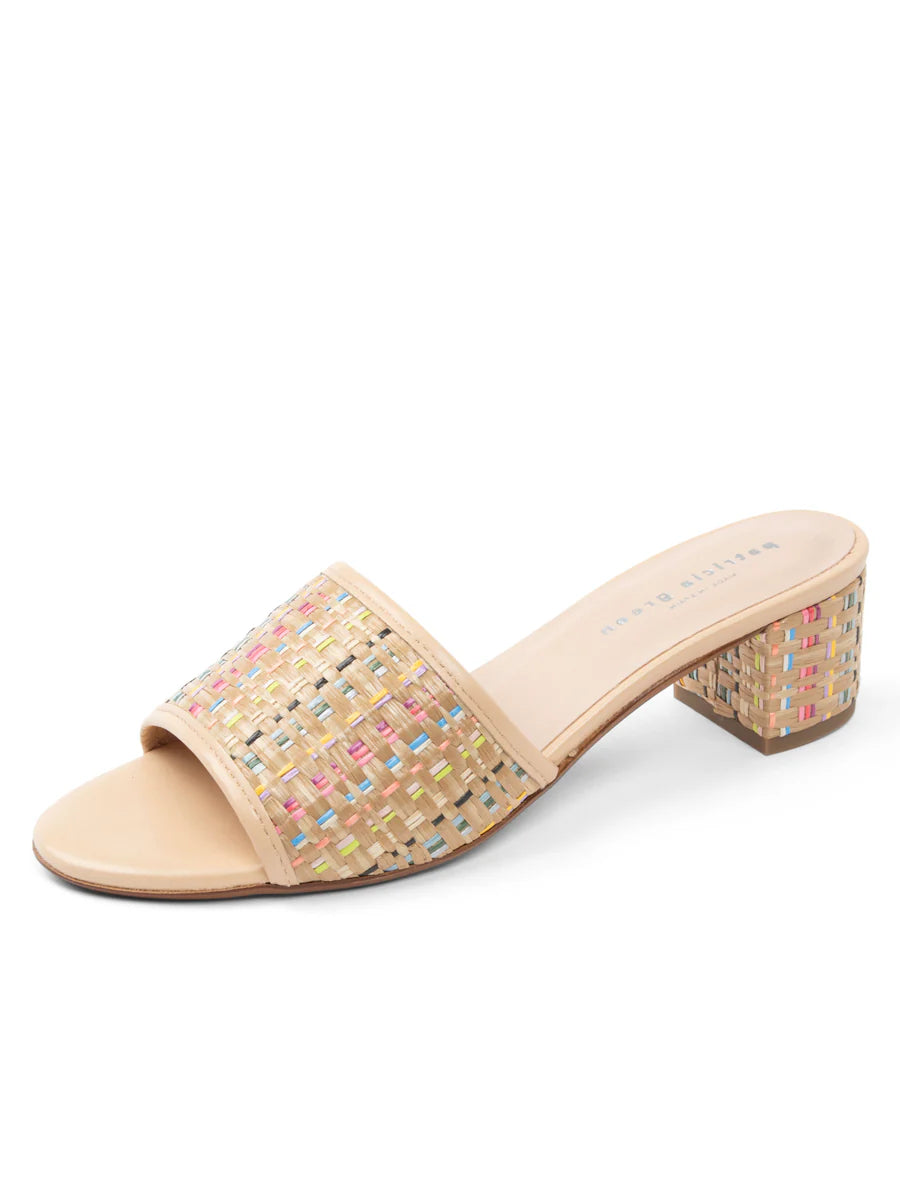 PATRICIA GREEN - HARPER RAFFIA BLOCK HEEL SANDAL - SIZE 10 - RAINBOW RAFFIA