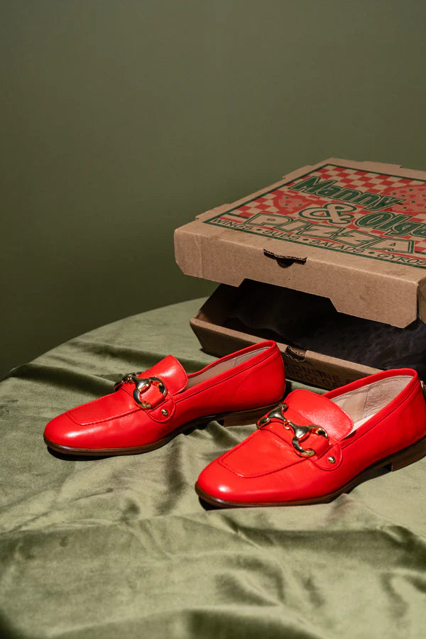 PATRICIA GREEN - HARLOW HORSEBIT LOAFER - SIZE 7 - RED
