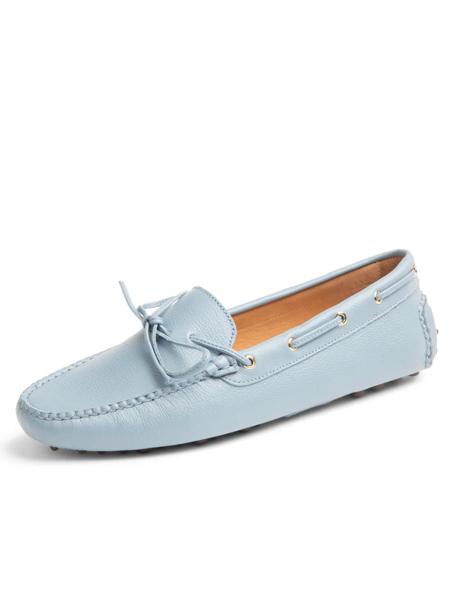 PATRICIA GREEN - HENLEY BOAT SHOE DRIVER - SIZE 7.5 - SKY BLUE LEATHER