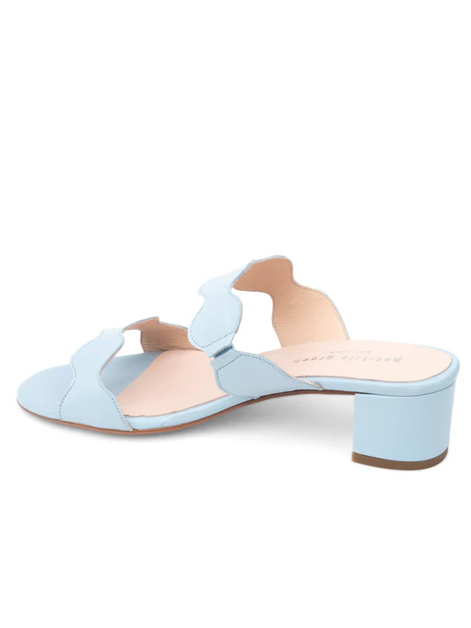 PATRICIA GREEN - PALM BEACH BLOCK HEEL SCALLOPED SANDAL - SIZE 8 - SKY BLUE