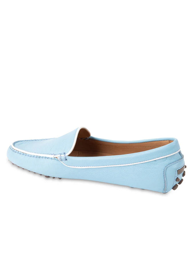 PATRICIA GREEN - JILL PIPED DRIVING MOCCASIN - SIZE 7 - SKY BLUE
