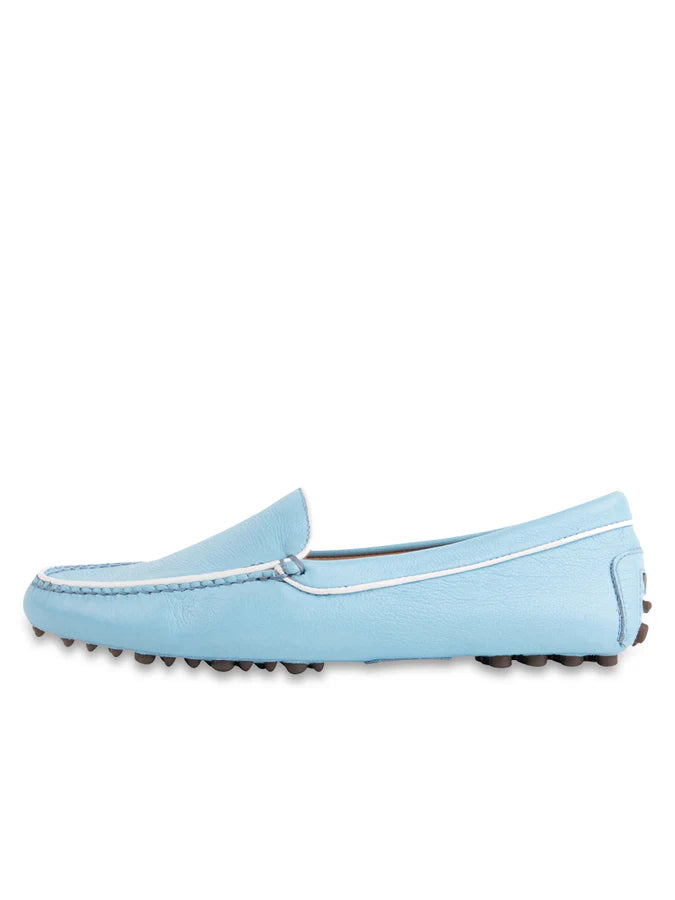 PATRICIA GREEN - JILL PIPED DRIVING MOCCASIN - SIZE 7 - SKY BLUE