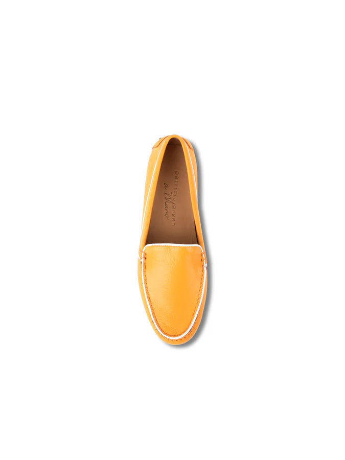 PATRICIA GREEN - JILL PIPED DRIVING MOCCASIN - SIZE 7 - TANGERINE