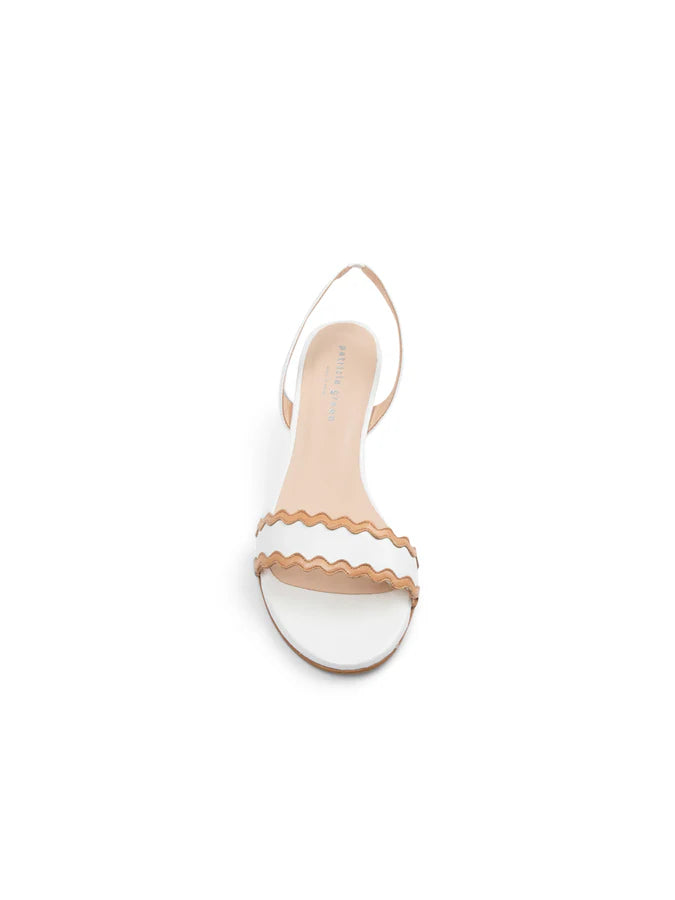PATRICIA GREEN - PANAMA SLINGBACK KITTEN HEEL - SIZE 7 - WHITE/NUDE LEATHER