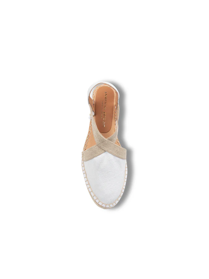 PATRICIA GREEN - GRACE CLOSED TOE ELASTIC ESPADRILLE - SIZE 10 - WHITE