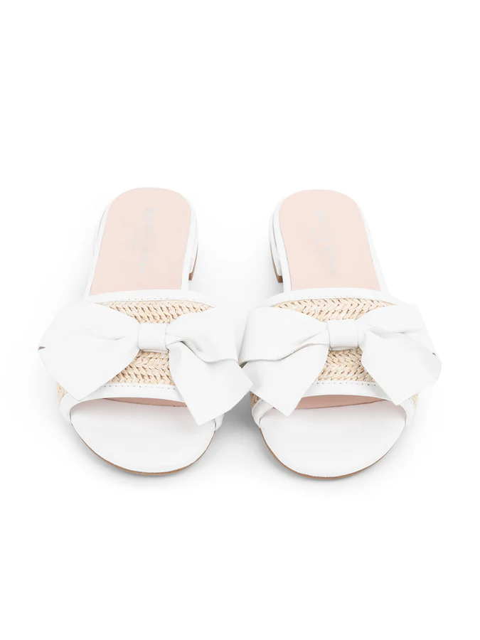 PATRICIA GREEN - ST. TROPEZ RAFFIA SLIDE SANDAL - SIZE 7 - WHITE