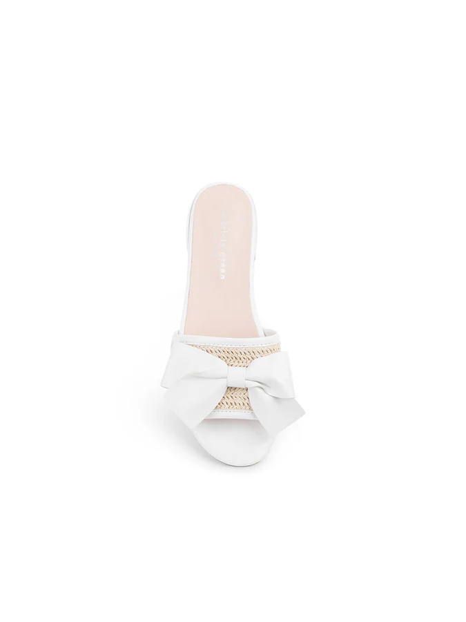 PATRICIA GREEN - ST. TROPEZ RAFFIA SLIDE SANDAL - SIZE 7 - WHITE