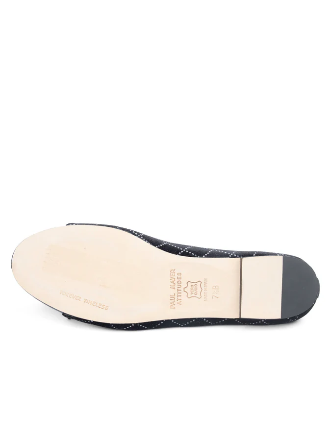 PAUL MAYER - BEST CRYSTAL BALLET FLAT WITH LEATHER SOLE - SIZE 7 - BLACK CRYSTAL