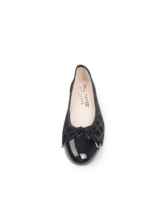 PAUL MAYER - BEST CRYSTAL BALLET FLAT WITH LEATHER SOLE - SIZE 7 - BLACK CRYSTAL