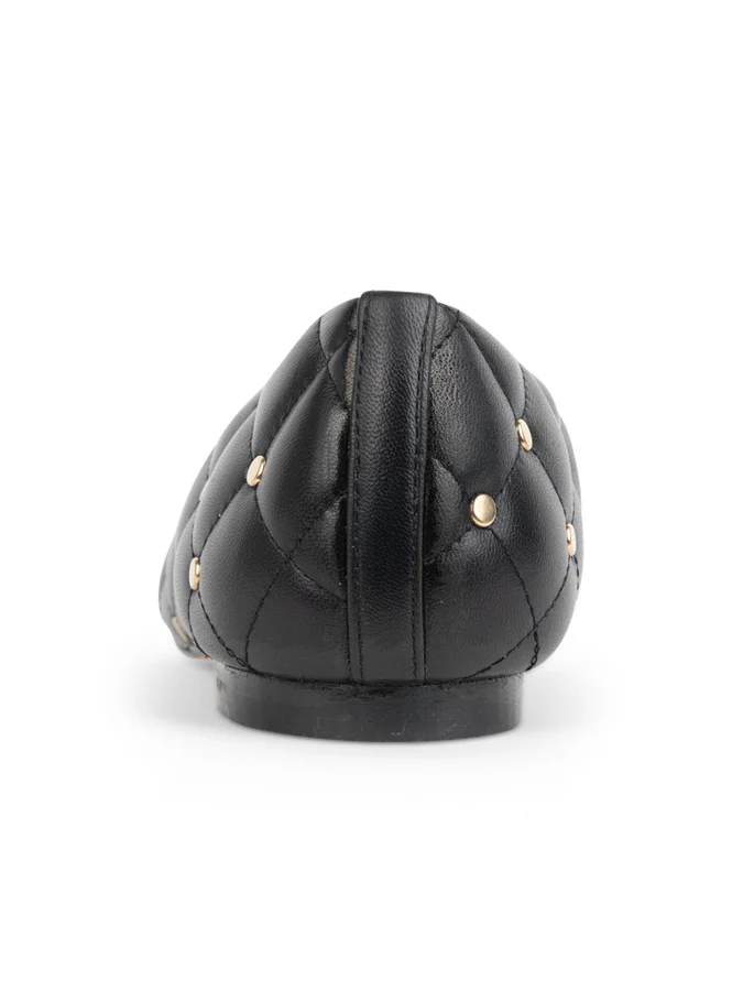 PAUL MAYER - MADISON QUILTED LEATHER BALLET FLAT - SIZE 6 - BLACK LEATHER