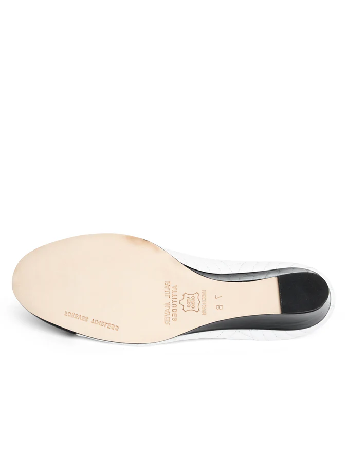 PAUL MAYER - NUBA QUILTED LEATHER WEDGE - SIZE 10 - BLACK/WHITE