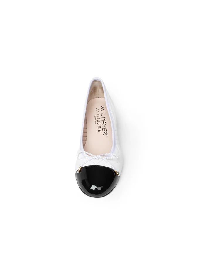PAUL MAYER - NUBA QUILTED LEATHER WEDGE - SIZE 10 - BLACK/WHITE
