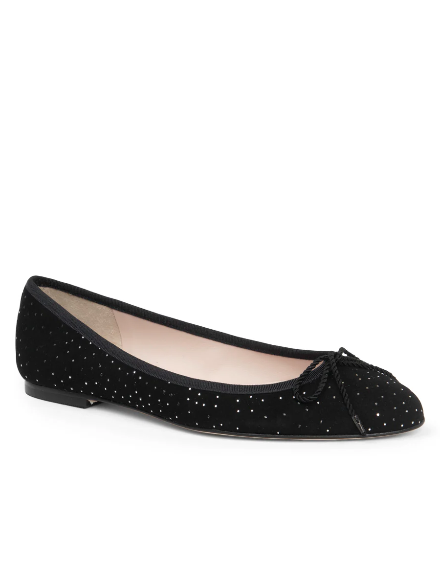 PAUL MAYER - LUXE CRYSTAL BALLET FLAT - SIZE 6 - BLACK W/ CRYSTALS