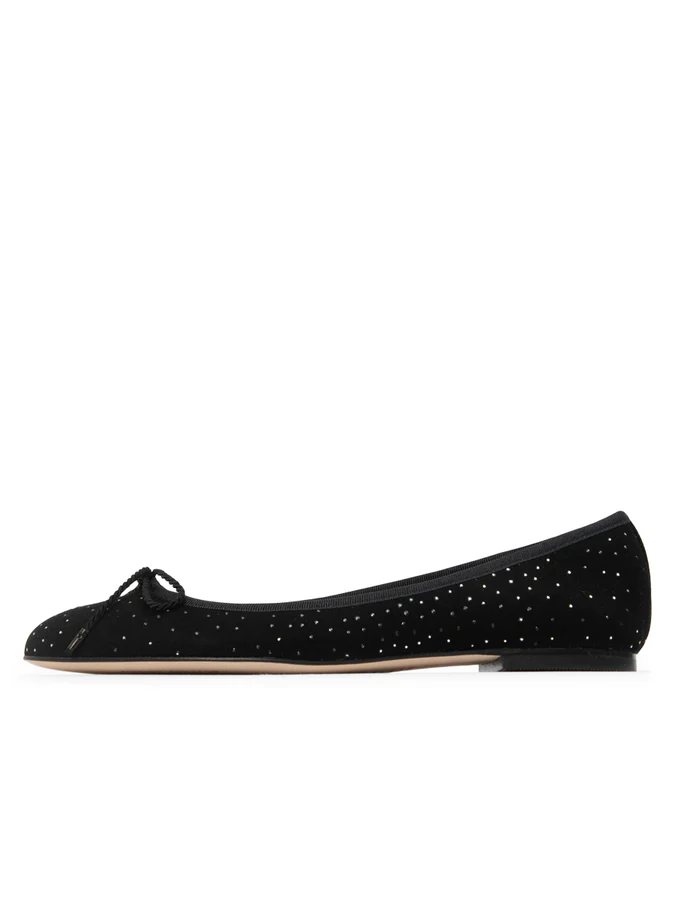 PAUL MAYER - LUXE CRYSTAL BALLET FLAT - SIZE 6 - BLACK W/ CRYSTALS