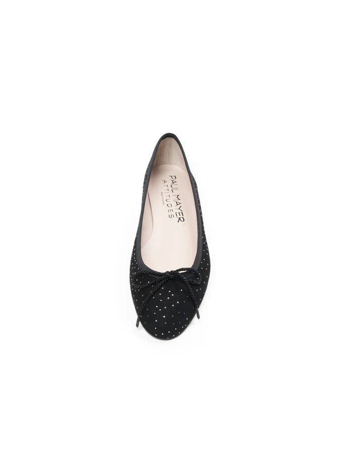 PAUL MAYER - LUXE CRYSTAL BALLET FLAT - SIZE 6 - BLACK W/ CRYSTALS