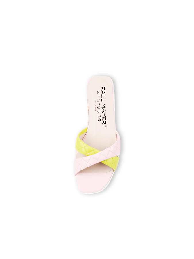 PAUL MAYER - POP CRISS-CROSS LUG SOLE SANDAL - SIZE 6 - BLUSH PINK/LIME
