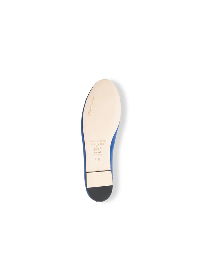 PAUL MAYER - BRAVO LEATHER BALLET FLAT - SIZE 7 - COBALT BLUE/BLACK