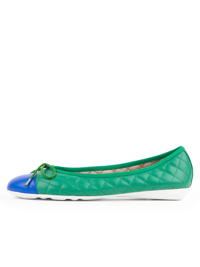 PAUL MAYER - BEST QUILTED LEATHER BALLET FLAT - SIZE 10.5 - COBALT BLUE/GREEN