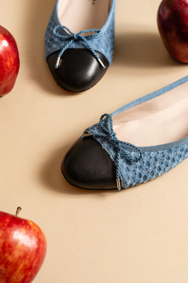 PAUL MAYER - BEST DENIM BALLET FLAT WITH LEATHER SOLE