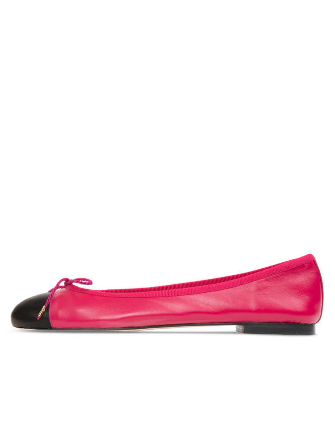 PAUL MAYER - BRAVO LEATHER BALLET FLAT - SIZE 8 - FUCHSIA/BLACK