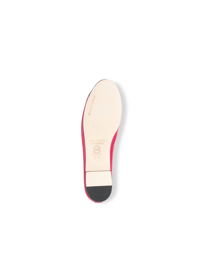 PAUL MAYER - BRAVO LEATHER BALLET FLAT - SIZE 8 - FUCHSIA/BLACK