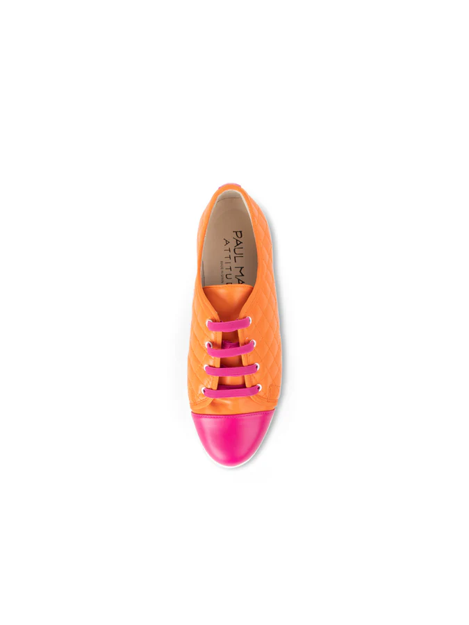 PAUL MAYER - SOS LUG SOLE SNEAKER - SIZE 6 - FUCHSIA/ORANGE