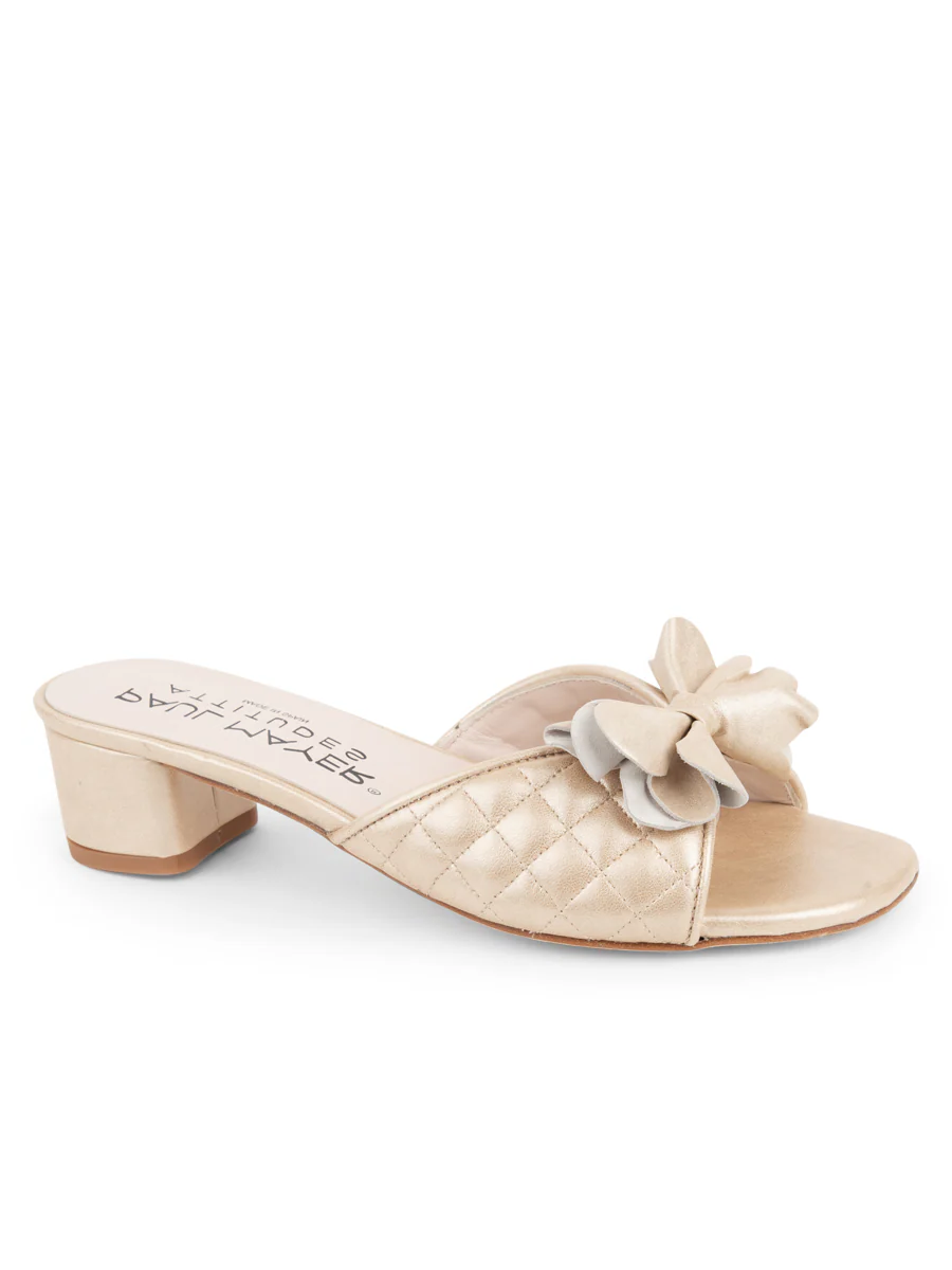 PAUL MAYER - PONGO BLOCK HEELED SANDAL- SIZE 7 - GOLD