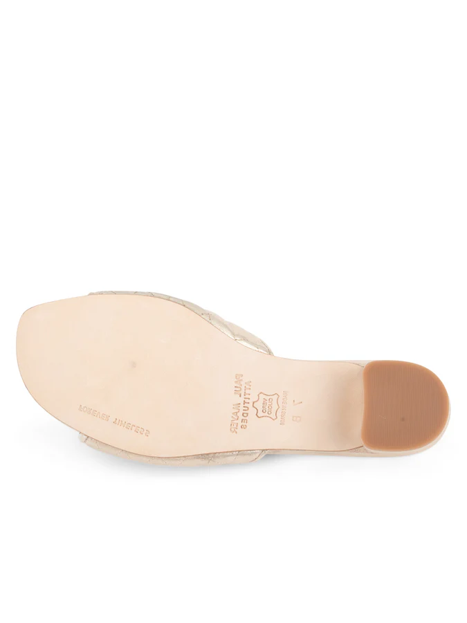 PAUL MAYER - PONGO BLOCK HEELED SANDAL- SIZE 7 - GOLD