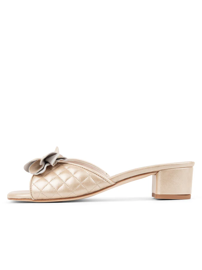 PAUL MAYER - PONGO BLOCK HEELED SANDAL- SIZE 7 - GOLD