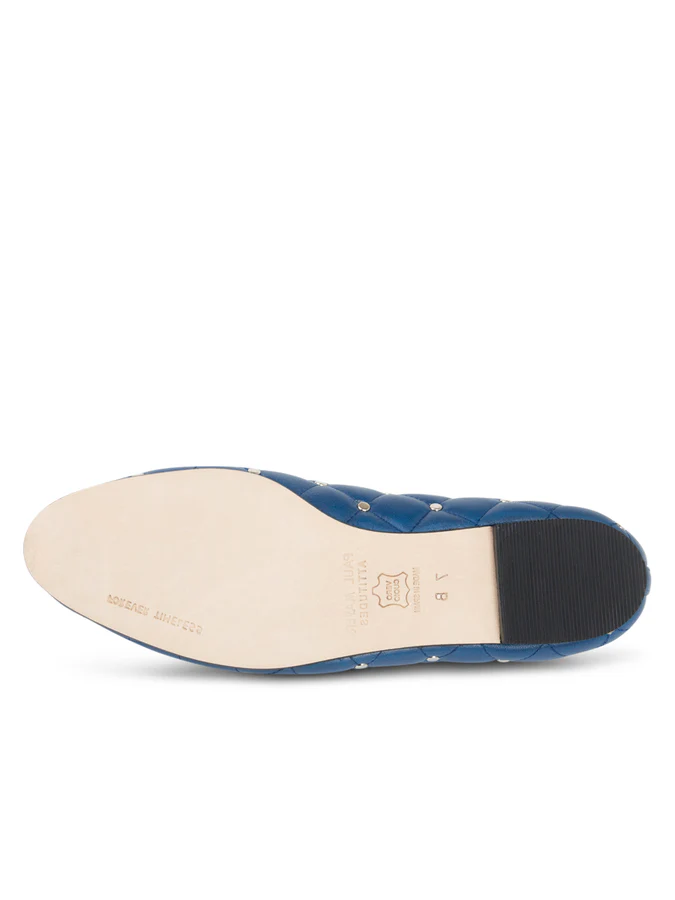 PAUL MAYER - MADISON QUILTED LEATHER BALLET FLAT - SIZE 6.5 - INDIGO BLUE