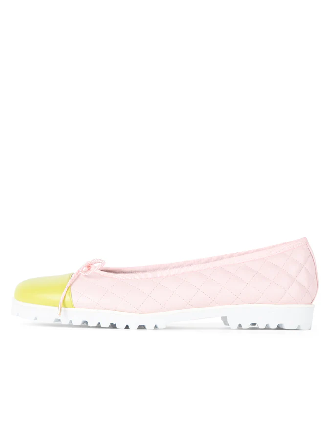 PAUL MAYER - COZY LUG SOLE BALLET - SIZE 7 - LIME GREEN/SOFT PINK