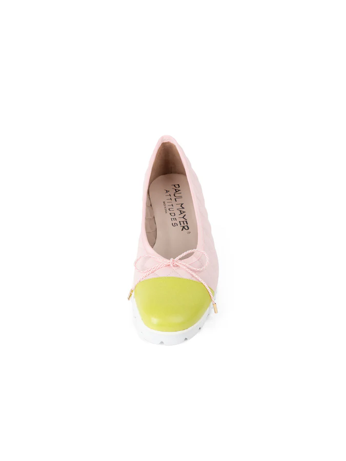 PAUL MAYER - COZY LUG SOLE BALLET - SIZE 7 - LIME GREEN/SOFT PINK
