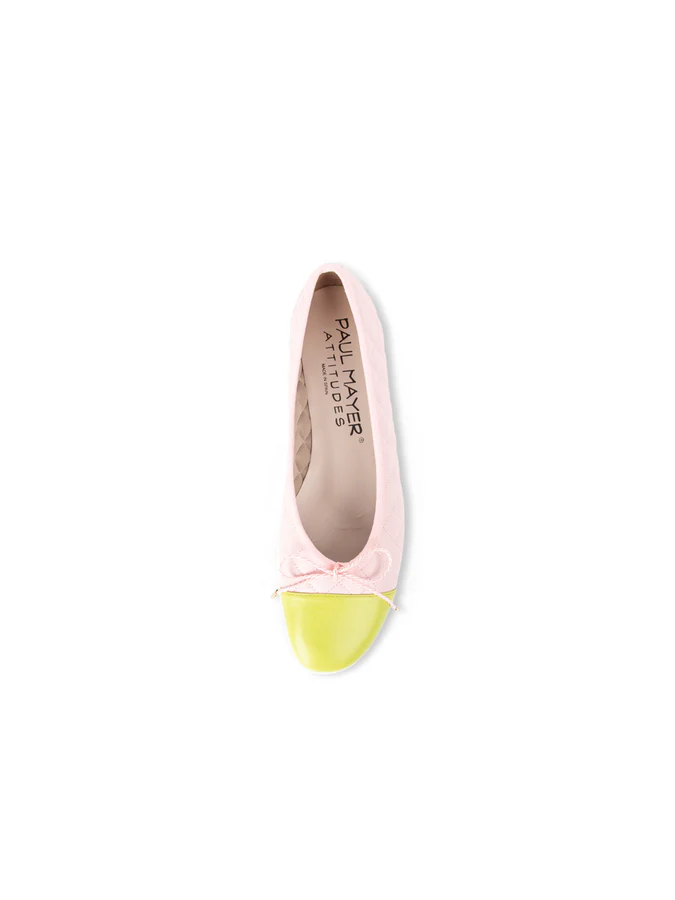 PAUL MAYER - COZY LUG SOLE BALLET - SIZE 7 - LIME GREEN/SOFT PINK