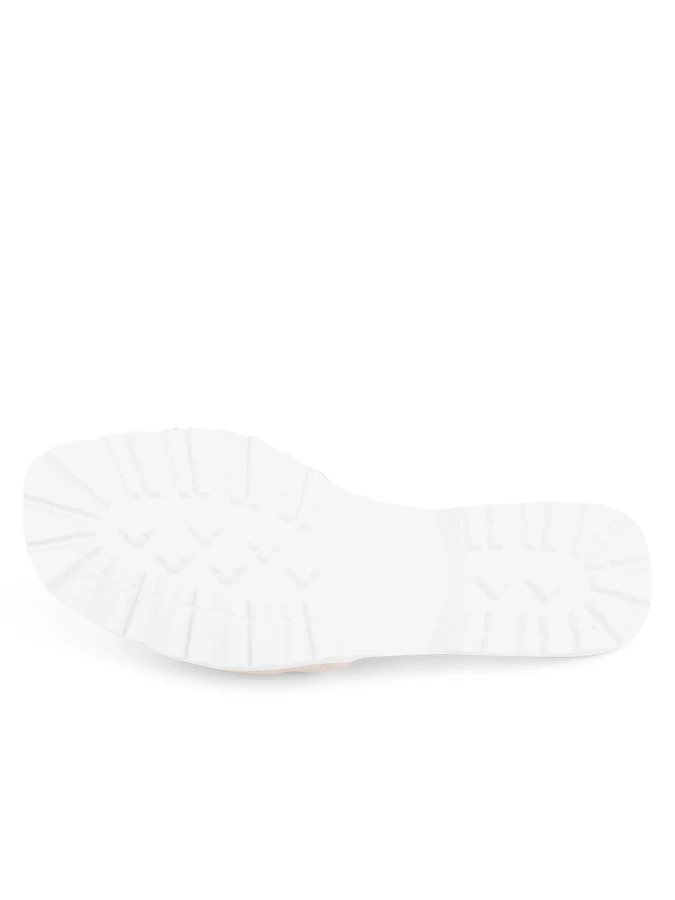 PAUL MAYER - PARK QUILTED LUG SOLE SANDAL - SIZE 8.5 - METALLIC PEARL