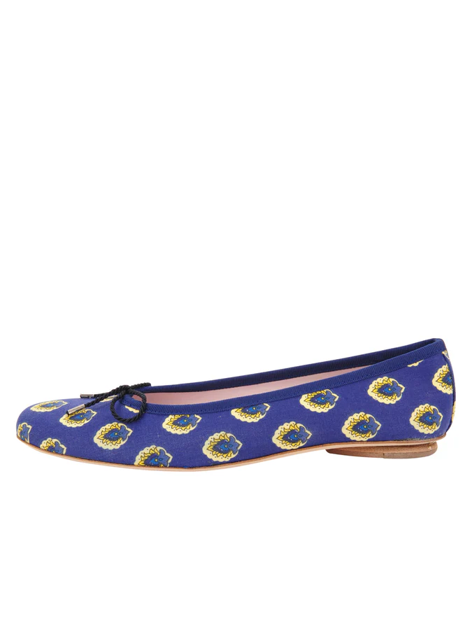PAUL MAYER - COUNTRY PROVENÇALE FABRIC BALLET FLAT - SIZE 6 - NAVY BLUE MULTI PRINT