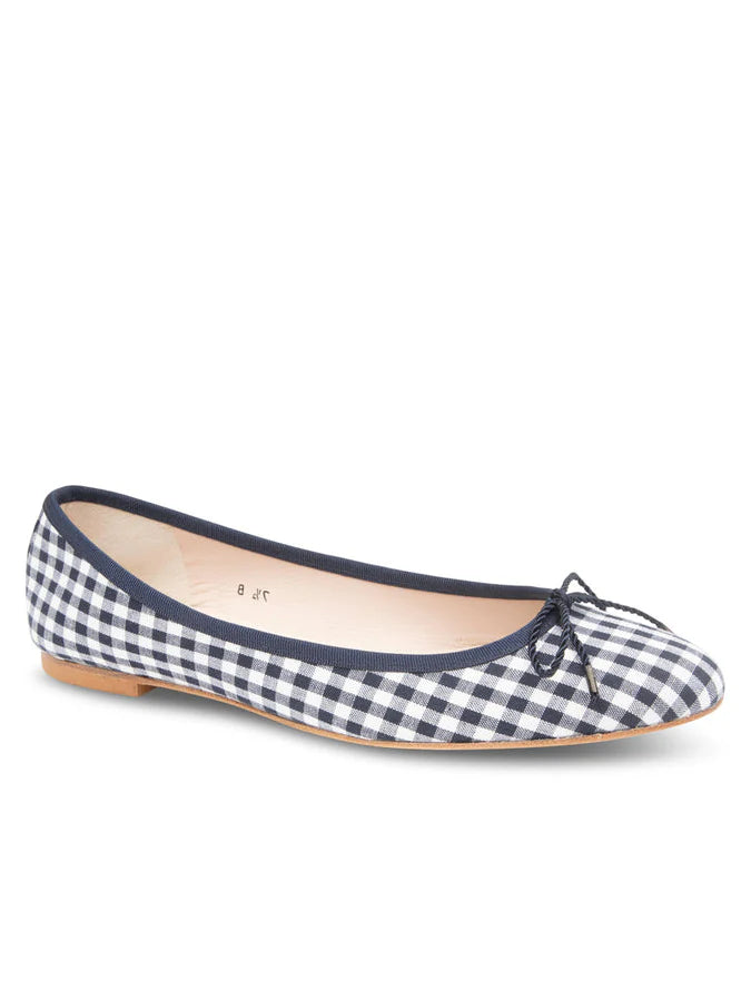 PAUL MAYER - LUXE GINGHAM BALLET FLAT - SIZE 9.5 - NAVY