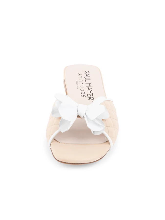 PAUL MAYER - PANGO BOW SANDAL - SIZE 7 - NUDE/WHITE