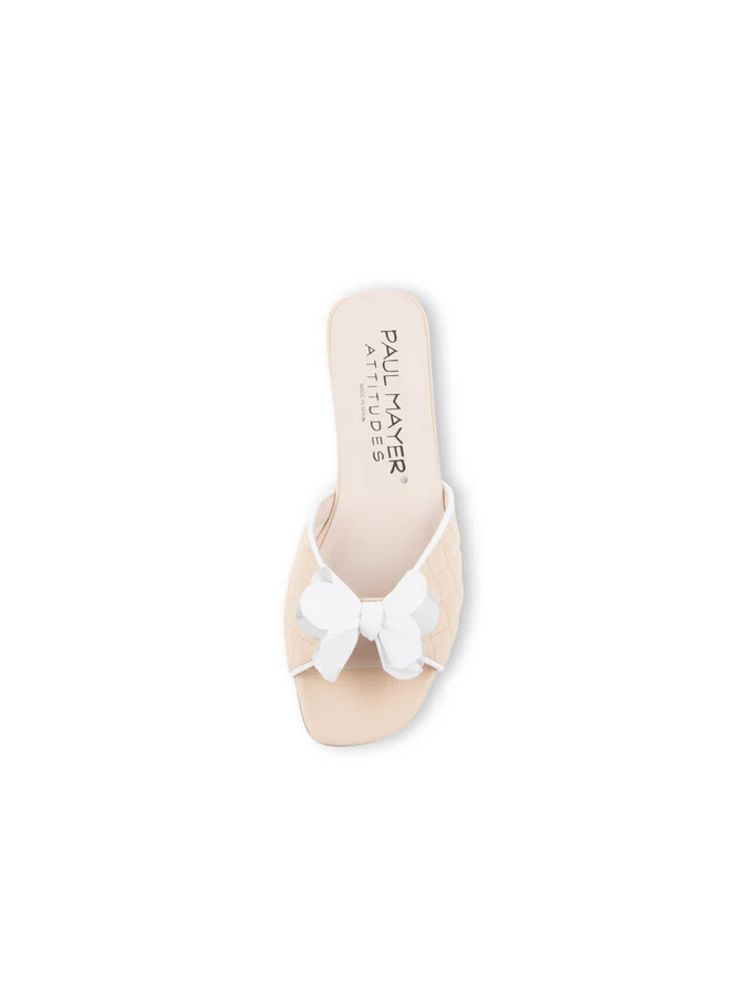 PAUL MAYER - PANGO BOW SANDAL - SIZE 7 - NUDE/WHITE