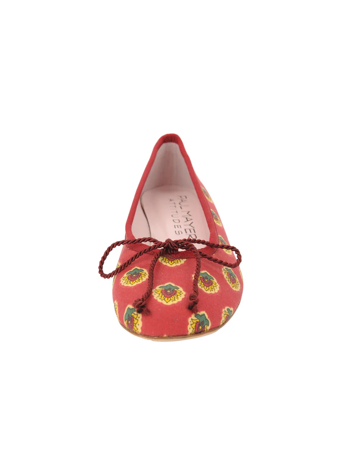 PAUL MAYER - COUNTRY PROVENÇALE FABRIC BALLET FLAT - SIZE 7 - RED MULTI PRINT