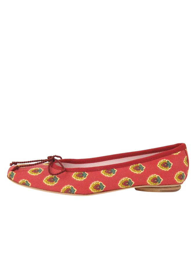 PAUL MAYER - COUNTRY PROVENÇALE FABRIC BALLET FLAT - SIZE 7 - RED MULTI PRINT