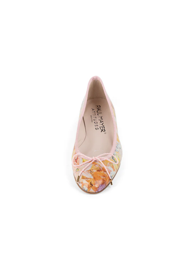 PAUL MAYER - LUXE PRINTED FLORAL BALLET FLAT - SIZE 7 - SOFT PINK FLORAL