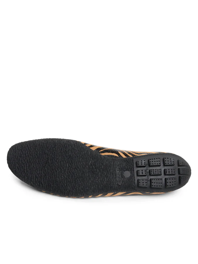 PAUL MAYER - CANDY ZEBRA BALLET FLAT - SIZE 7 - TAN/BLACK ZEBRA