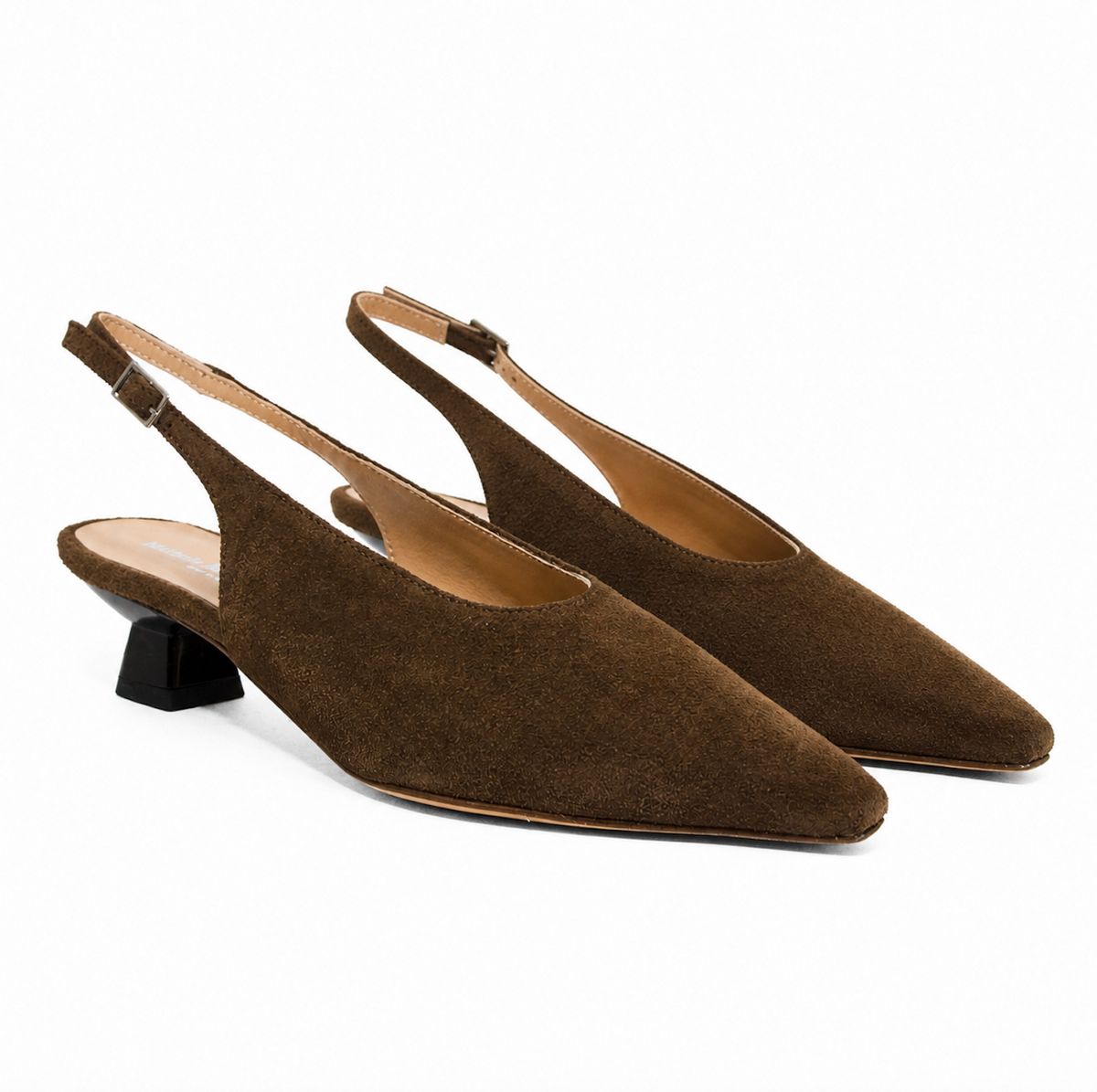 Michele Lopriore Michela Kitten Heels Slingback, Suede Brown, gallery view 3