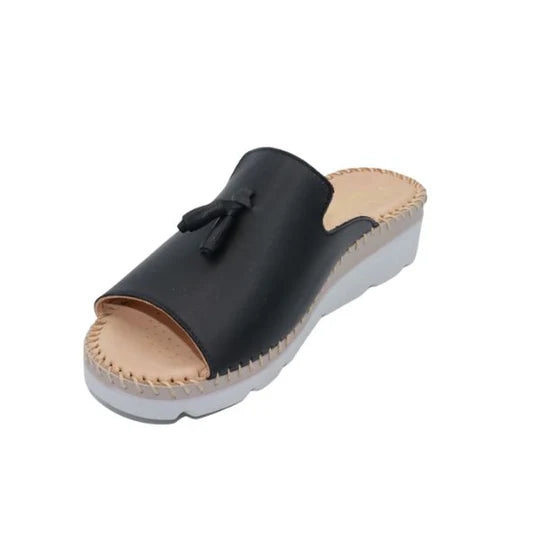 La Plume - Tassle Leather Whip-Stitched Slide