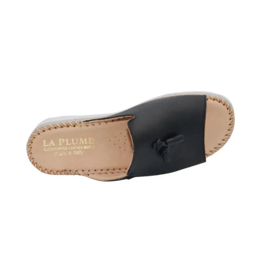 La Plume - Tassle Leather Whip-Stitched Slide